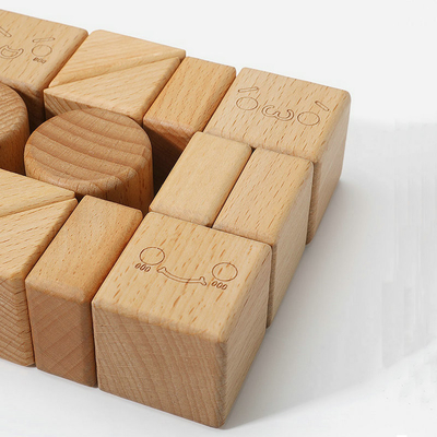 20pcs Beech Burlywood Wooden Blocks Toys Natural Montessori Learning Education