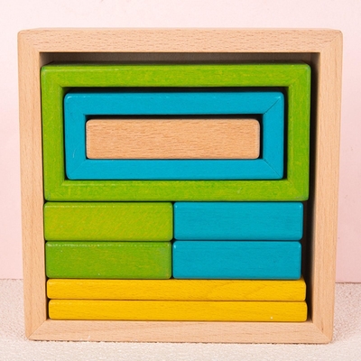 Wooden Stacker Nesting Puzzle Blocks Montessori Stacking Game For Preschool