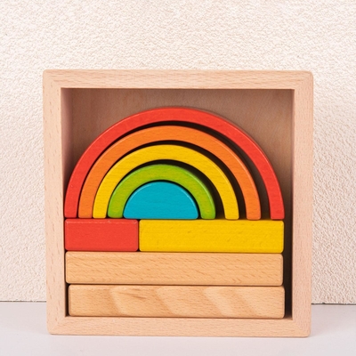 Wooden Stacker Nesting Puzzle Blocks Montessori Stacking Game For Preschool