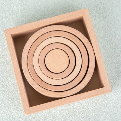 Wooden Stacker Nesting Puzzle Blocks Montessori Stacking Game For Preschool