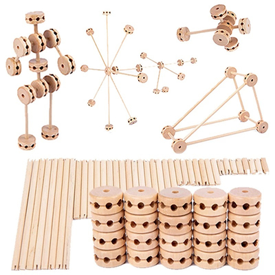 3D Construct Fort Wooden Buliding Blocks Diy Assemble Educational Montessori