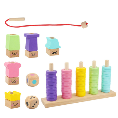 1 Set Wooden Pile Circle Game Puzzle Children Interactive Plaything