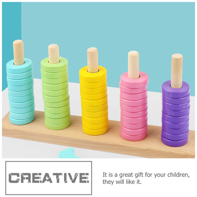 1 Set Wooden Pile Circle Game Puzzle Children Interactive Plaything