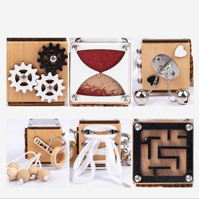 Wooden Montessori Toys Busy Cube For Kids Travel Educational