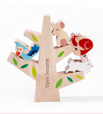 Wooden Animal Balance Stacking Game Natural Tree Toy For Preschool