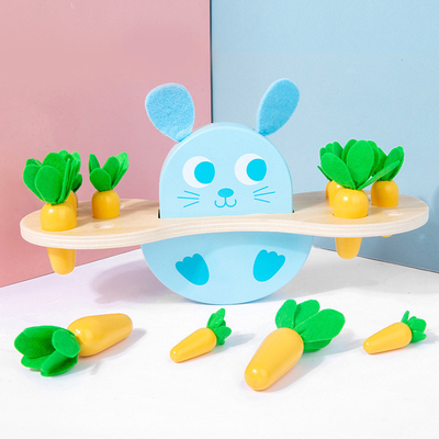 Wooden Rabbit Balance Building Block Radish Pulling Game