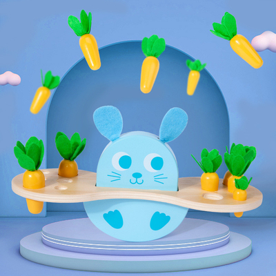 Wooden Rabbit Balance Building Block Radish Pulling Game