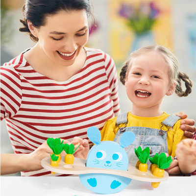 Wooden Rabbit Balance Building Block Radish Pulling Game
