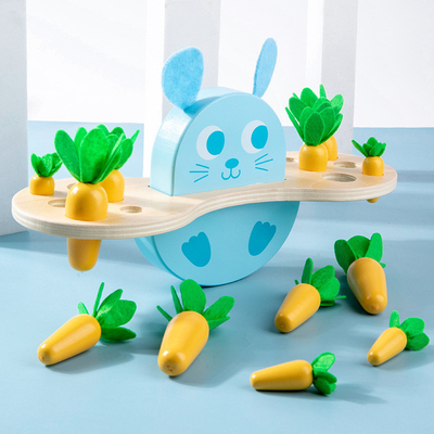 Wooden Rabbit Balance Building Block Radish Pulling Game