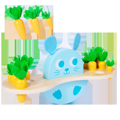 Wooden Rabbit Balance Building Block Radish Pulling Game
