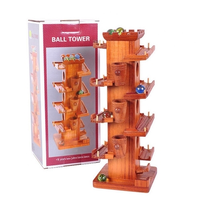 Funny Marble Ball Run Wooden Towers Construction Educational For Children
