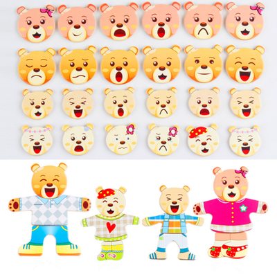 72pcs Wooden Animal Jigsaw Puzzles Cartoon Rabbit Bear Dress