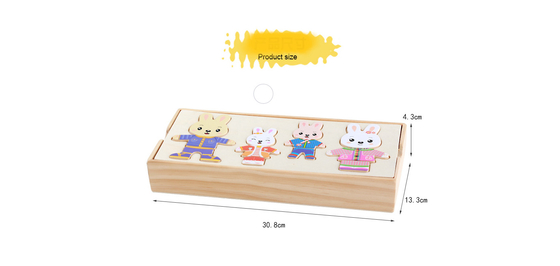 72pcs Wooden Animal Jigsaw Puzzles Cartoon Rabbit Bear Dress