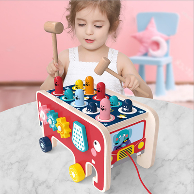 2 Mallets Wooden Hammer Toys Burr Free For Toddler Boys Girls