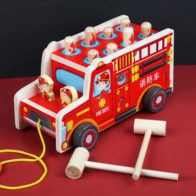 2 Mallets Wooden Hammer Toys Burr Free For Toddler Boys Girls