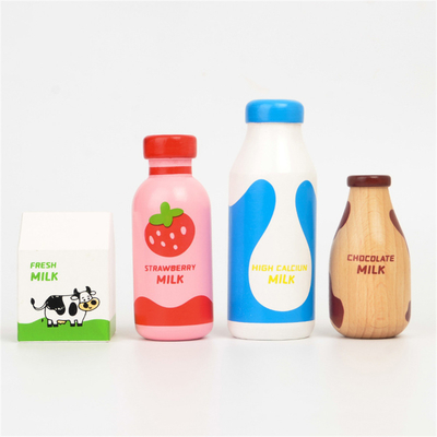 Wooden Milk Set Kitchen For Girl Boy Montessori Educational Food Toys