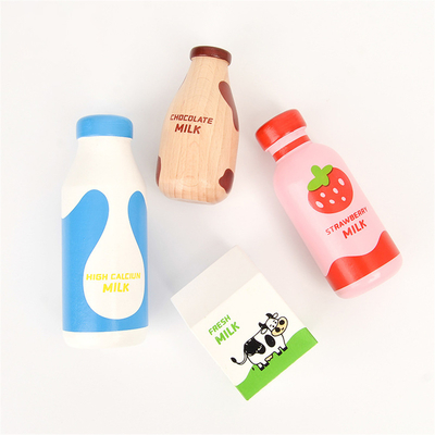 Wooden Milk Set Kitchen For Girl Boy Montessori Educational Food Toys
