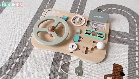 Cognitive Unlocking Color Matching Simulation Steering Wheel Clock Wooden