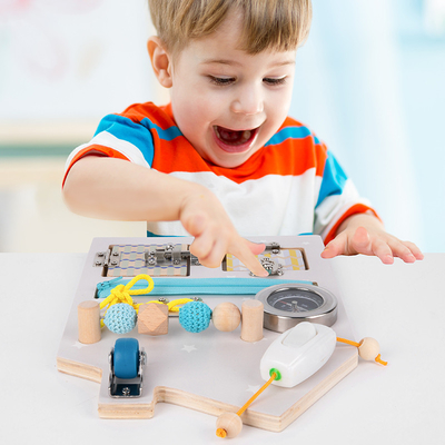 Folding Montessori Wooden Busy Board Life Skills Training Unlock