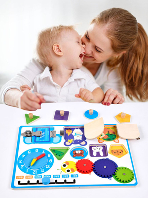 Montessori Wooden Calendar Clock Unlocking Board For Boys Girls