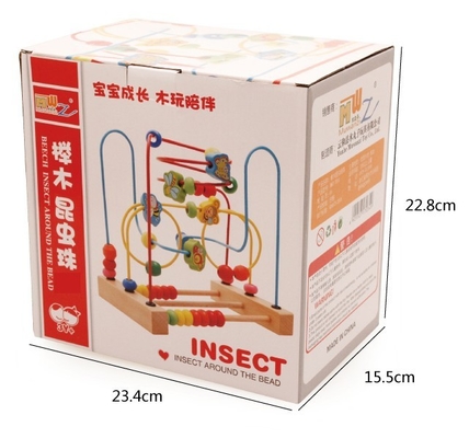 Wooden Early Educational Toys Circle First Bead Coaster Maze For Kids