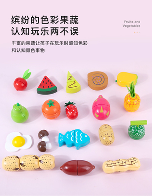 Household Simulation Fruit Wooden Toys Barreled Vegetables Cut Educational