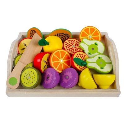 Simulation Wooden Cutting Fruit Vegetable Set For Kitchen