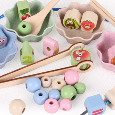 Montessori Wooden Toys Hands Brain Training Clip Beads Puzzle Math Game