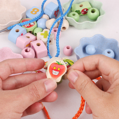 Montessori Wooden Toys Hands Brain Training Clip Beads Puzzle Math Game