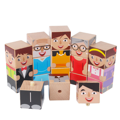 Baby Wooden Toys Creature Blocks Set Parents Kids Family Educational