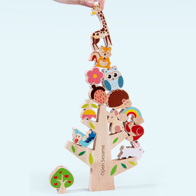 Wooden Forest Music Animal Balanced String Beads Building Blocks Educational