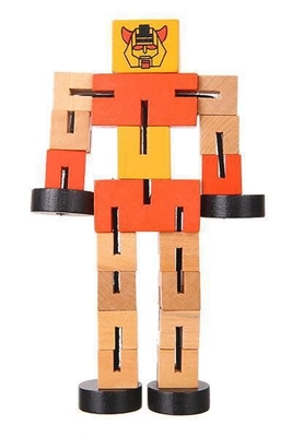 Children'S Toy Puzzle Deformed Wooden Robot Block Hand Play Model
