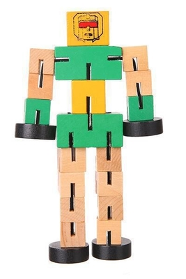 Children'S Toy Puzzle Deformed Wooden Robot Block Hand Play Model