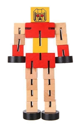 Children'S Toy Puzzle Deformed Wooden Robot Block Hand Play Model