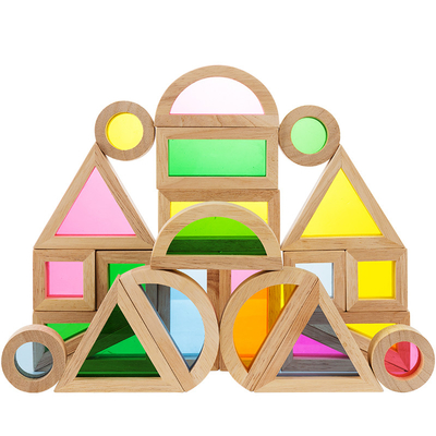 Wooden Rainbow Stacking Blocks Creative Colorful Learning And Educational