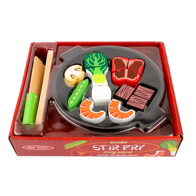 Vegetable Hot Pot Wok Wooden Miniature Kitchen Set Children'S Educational