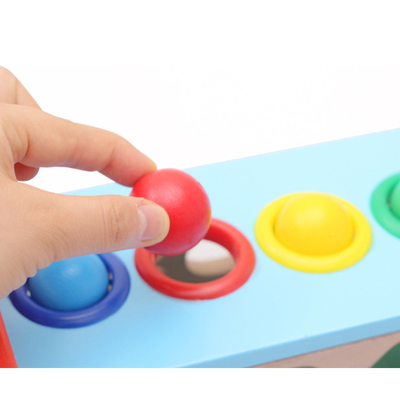 Wooden Knocking Blocks Pull Along Car Number Color Pairing Interactive