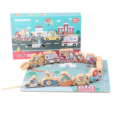 Animals Wooden Cartoon Block Educational Traffic Cognition Training
