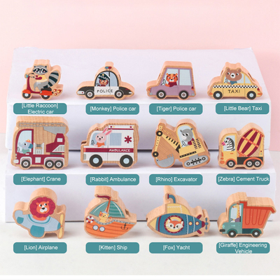 Animals Wooden Cartoon Block Educational Traffic Cognition Training