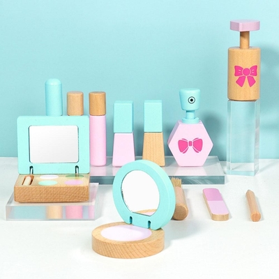 12pcs/Set Wooden Simulation Pretend Play Makeup Kit Toy For Girls