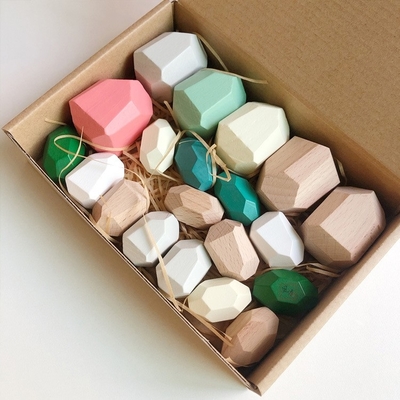Colourful Wooden Blocks Hand Eye Coordination Training