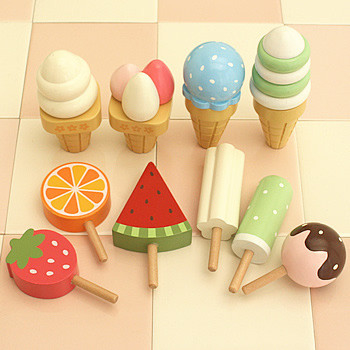 Simulation Magnetic Ice Cream Wooden Toys Pretend Play Kitchen Food