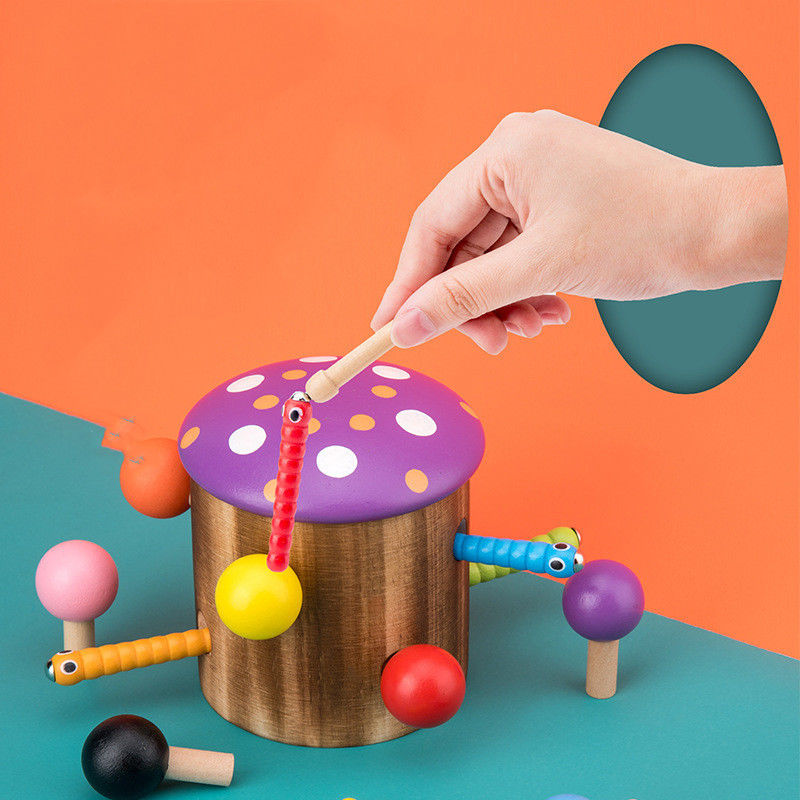 Wooden Catch The Worm Game For Children'S Hand Eye Coordination Training