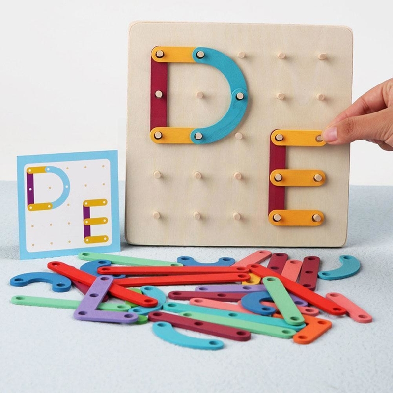 Nail Board Puzzle Montessori Geometric Wooden Early Toy Toy Jigsaw Board Game Child Education Educational Wood Education