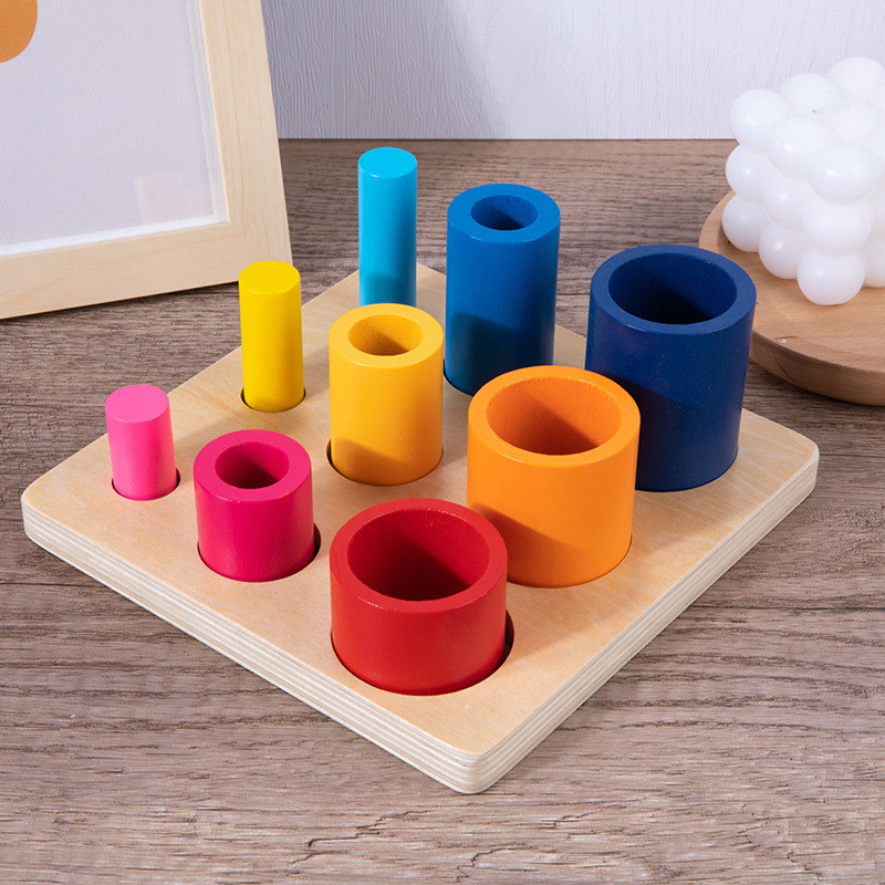 Wooden Early Education Thinking Round Block Develop Children Intelligence Baby Coordination Square Assembled Toy