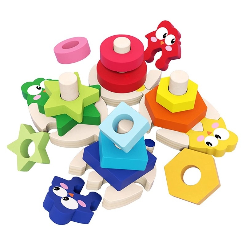 Wooden Stacking Toys Sorting For Girls Boys Early Preschool Learning